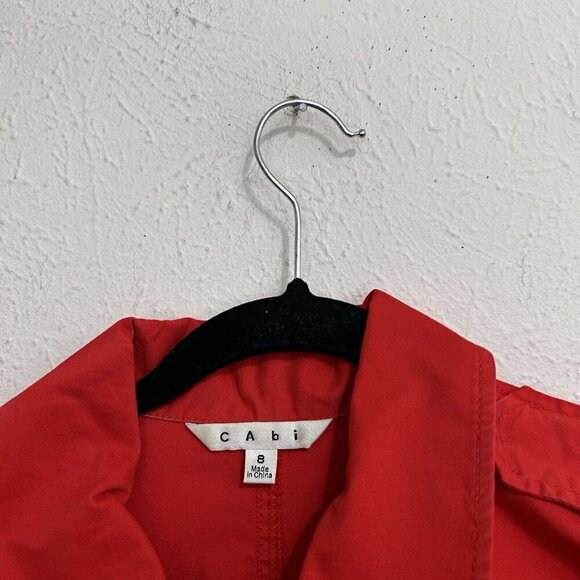 Cabi Women’s 8 Red Double Breasted Belted Trench Coat Jacket Detachable Sleeves - Picture 5 of 11